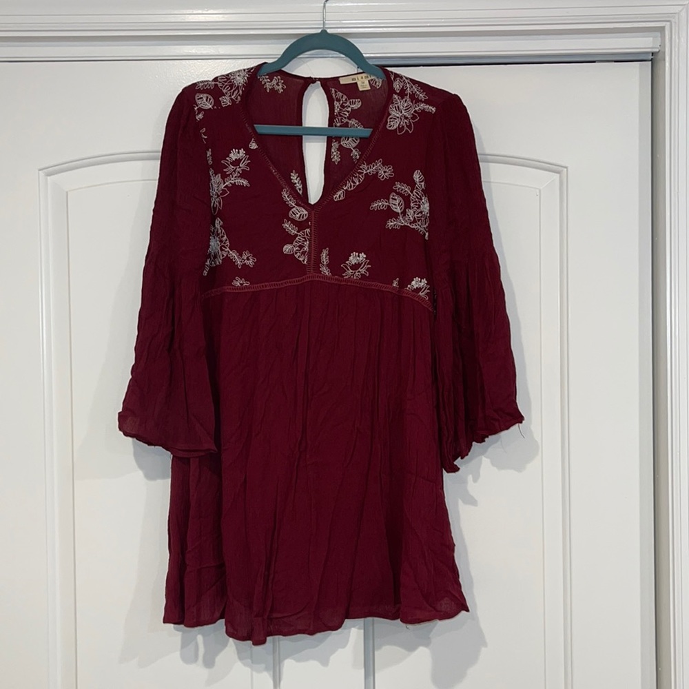 Baby doll red wine dress